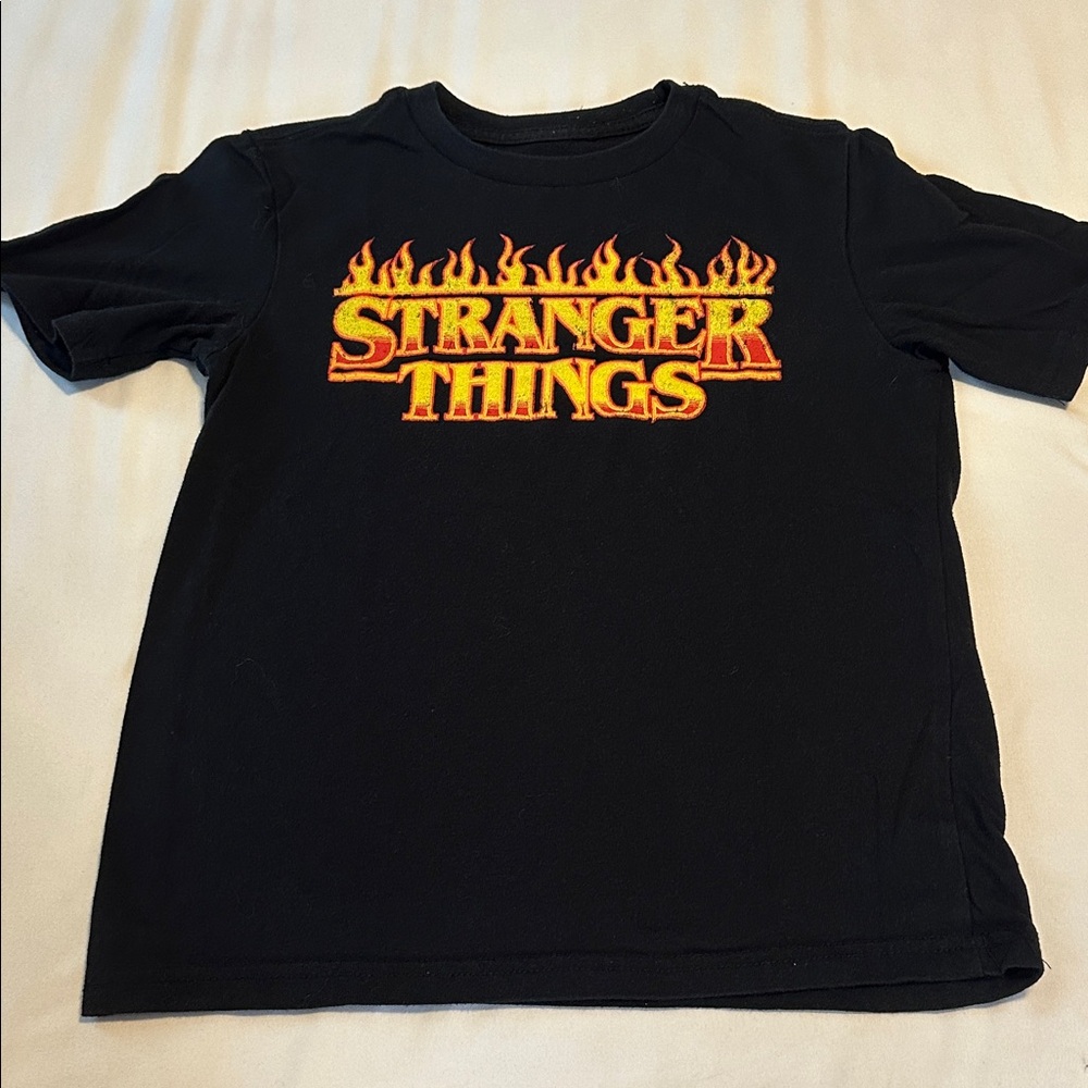 Netflix Stranger Things Black Tee with Fiery Design